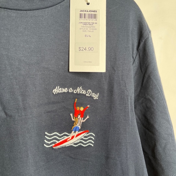 Jack & Jones “Have a nice day” Embroidered Tshirt - Picture 2 of 4